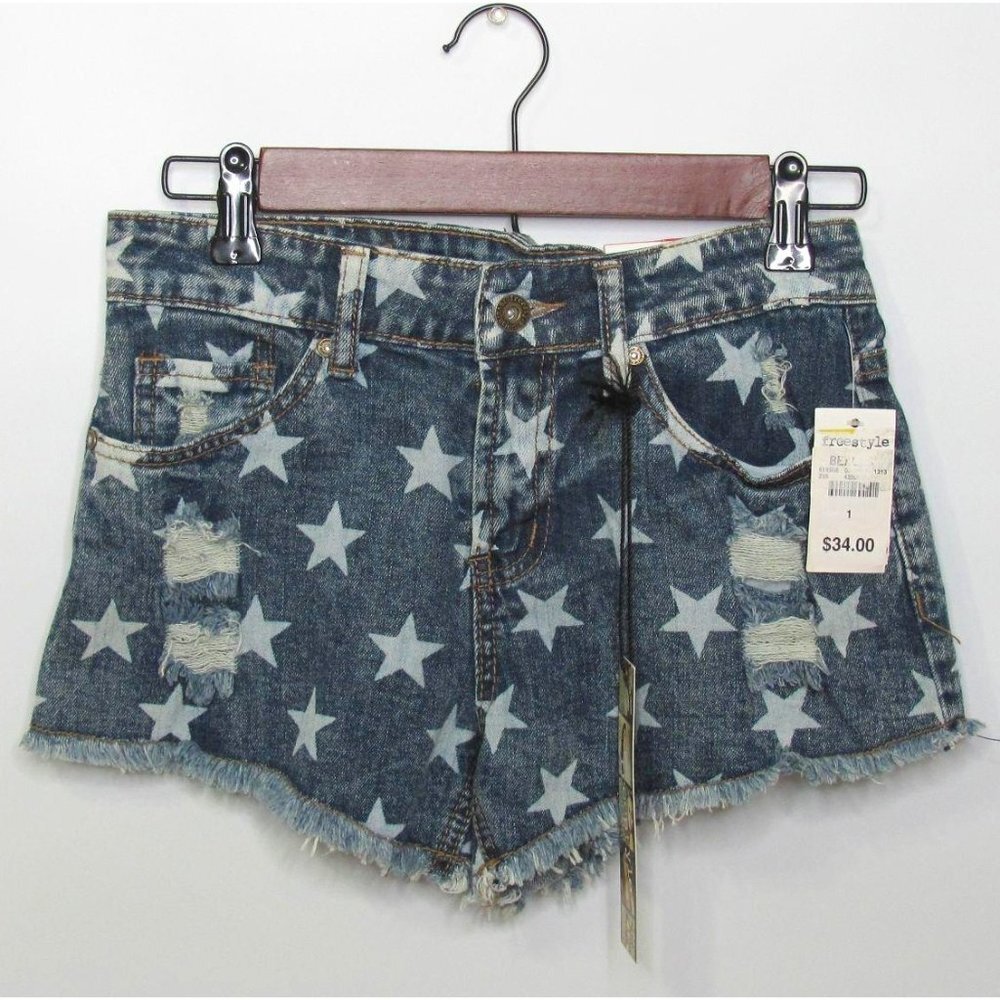 Freestyle Revolution Denim Cutoffs Distressed Star